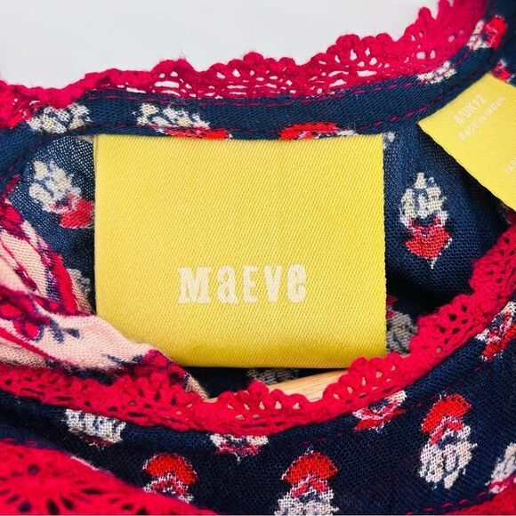 Maeve Kimono Sleeve Blouse dark raspberry navy button back size small - Picture 5 of 8